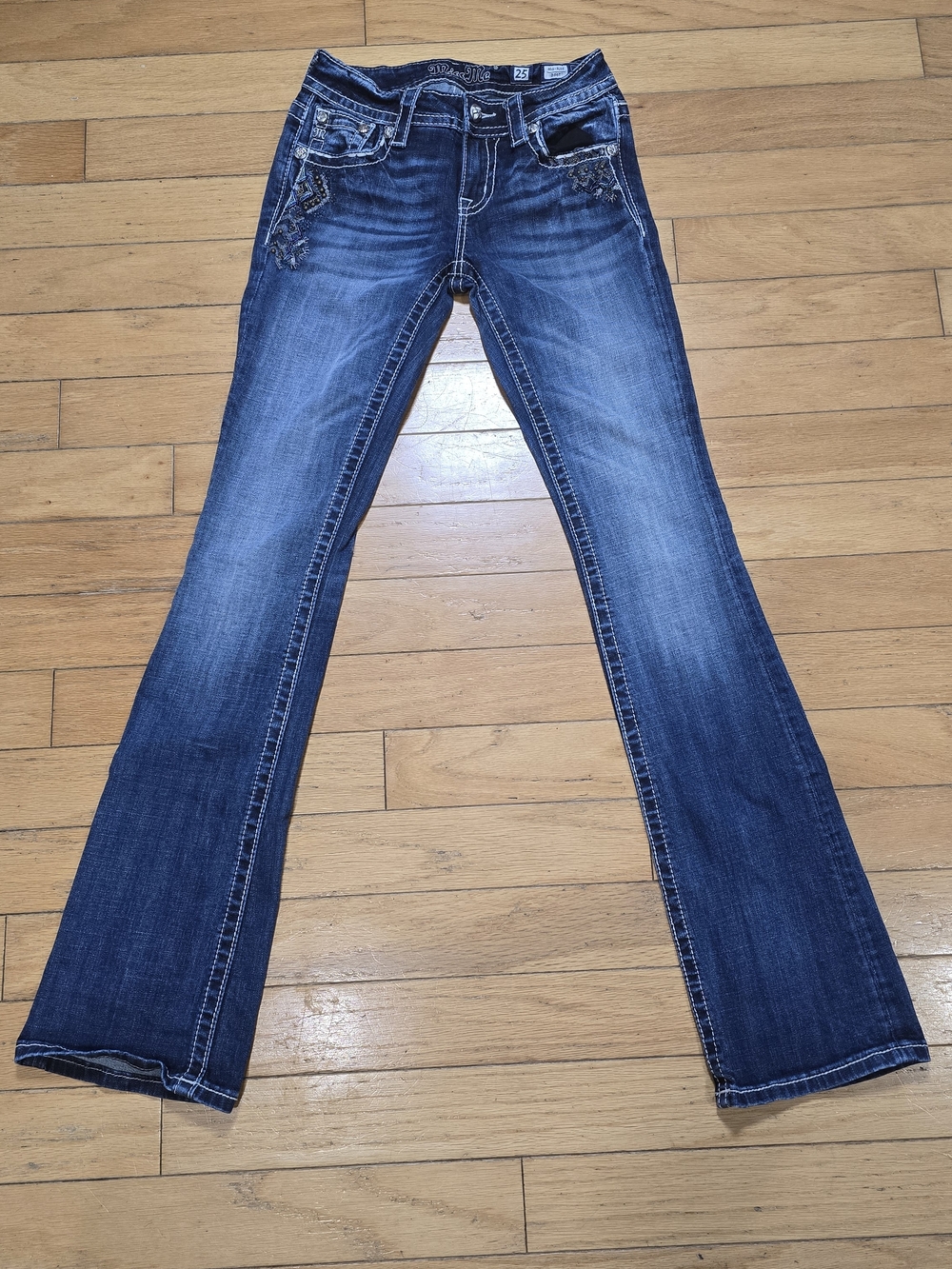 Miss Me Medium Blue Embroidered Bootcut Jeans